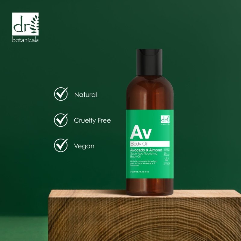 Avocado & Almond Superfood Nourishing Body Oil 200ml - Herbalshire Handmade Herbal Products