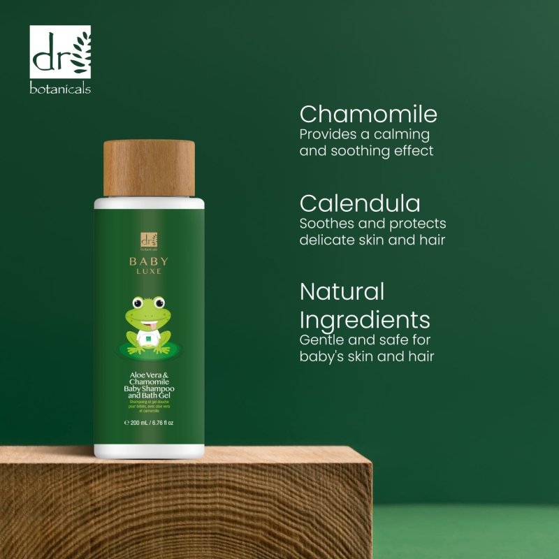 Baby Lux Aloe Vera & Chamomile Baby Shampoo & Bath Gel 200ml - Herbalshire Handmade Herbal Products