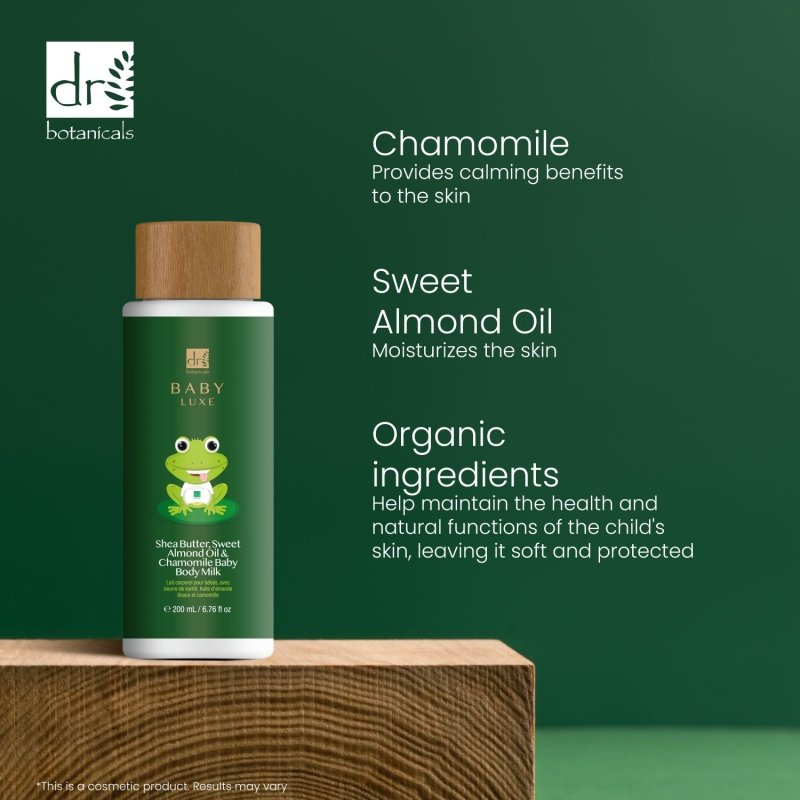 Baby Lux Sweet Almond Oil & Chamomile Baby Body Milk 200ml - Herbalshire Handmade Herbal Products