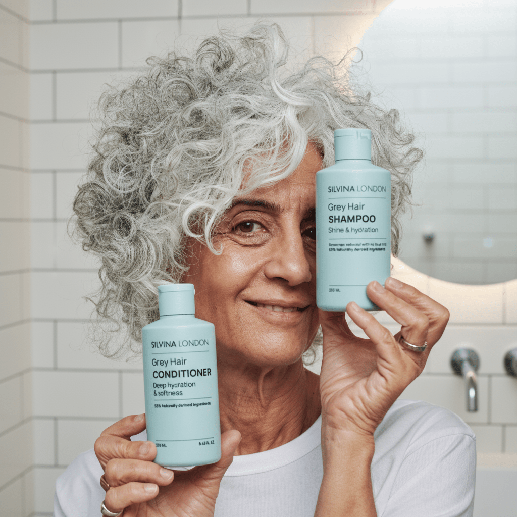 Blue Magnolia Grey Hair Shampoo & Conditioner Duo – No Brass, Soft Hydrated Hair - Herbalshire Handmade Herbal Products