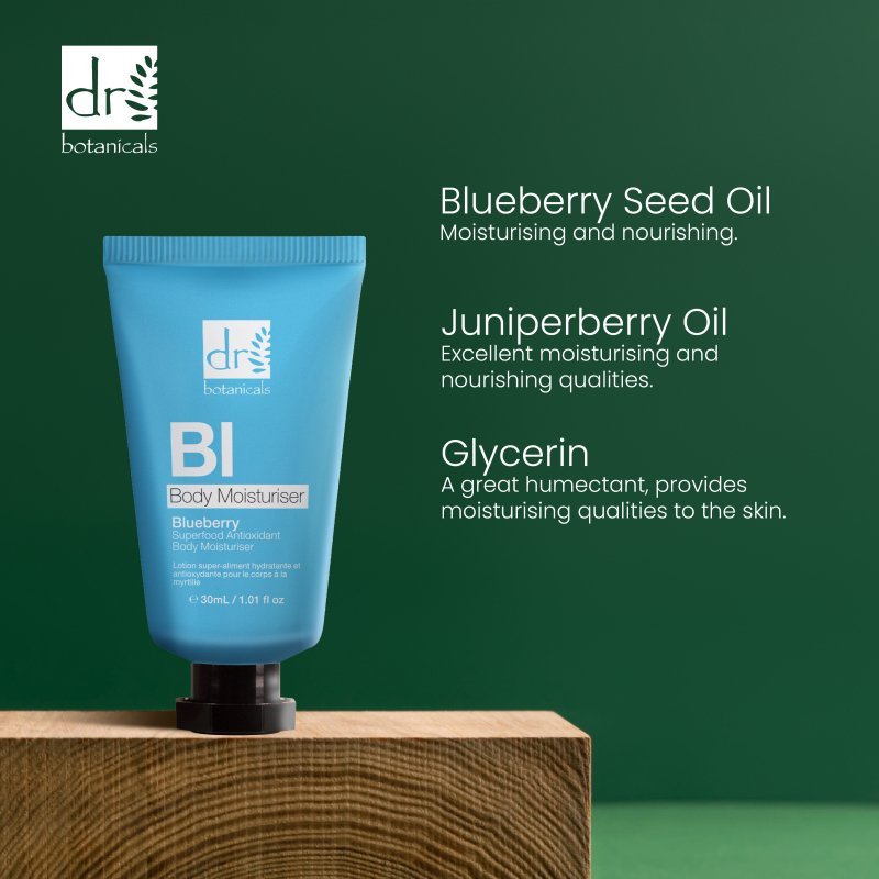 Blueberry Superfood Antioxidant Body Moisturiser 30ml - Herbalshire Handmade Herbal Products