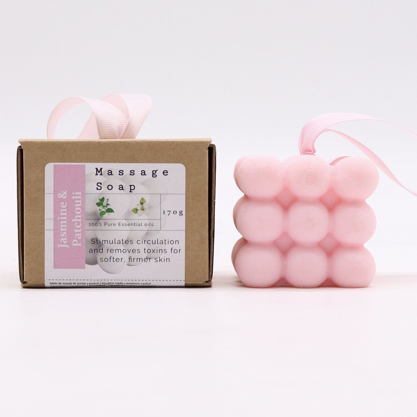 Boxed Single Massage Soaps - Jasmine & Patchouli - Herbalshire Handmade Herbal Products