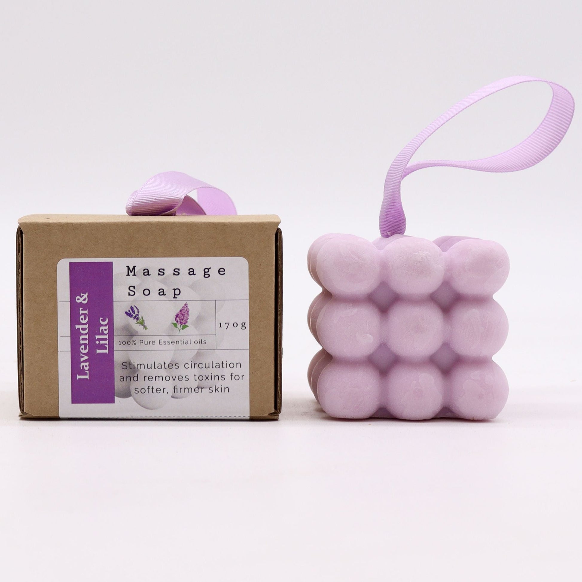 Boxed Single Massage Soaps - Lavender & Lilac - Herbalshire Handmade Herbal Products