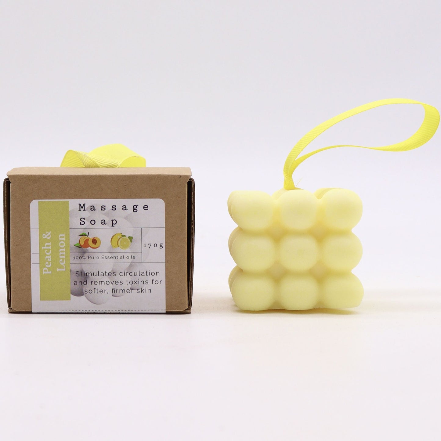 Boxed Single Massage Soaps - Peach & Lemon - Herbalshire Handmade Herbal Products