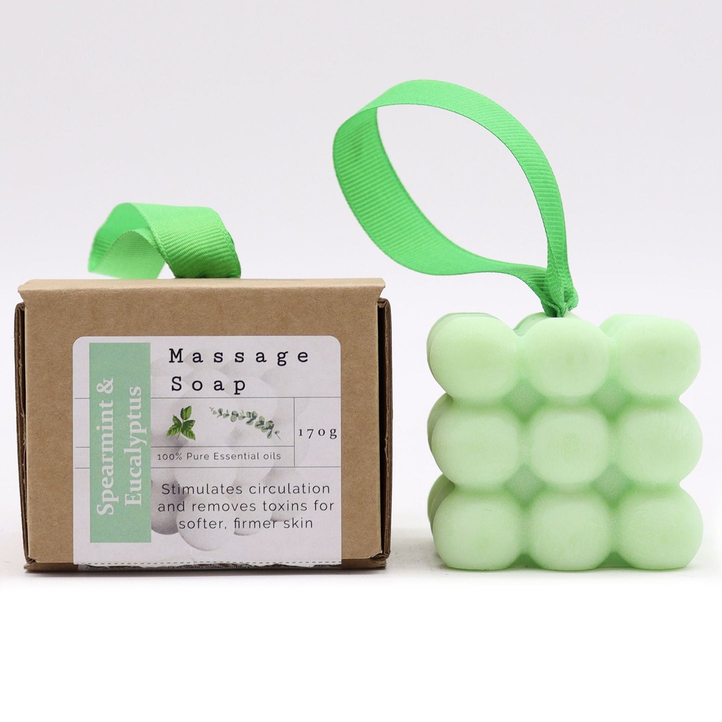 Boxed Single Massage Soaps - Spearmint & Eucalyptus - Herbalshire Handmade Herbal Products