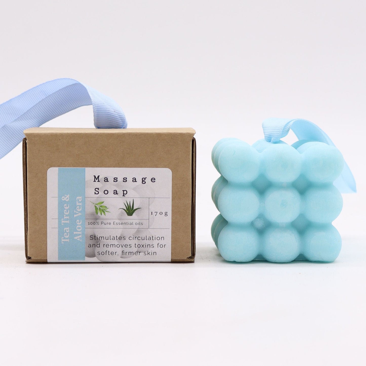 Boxed Single Massage Soaps - Tea Tree & Aloe Vera - Herbalshire Handmade Herbal Products