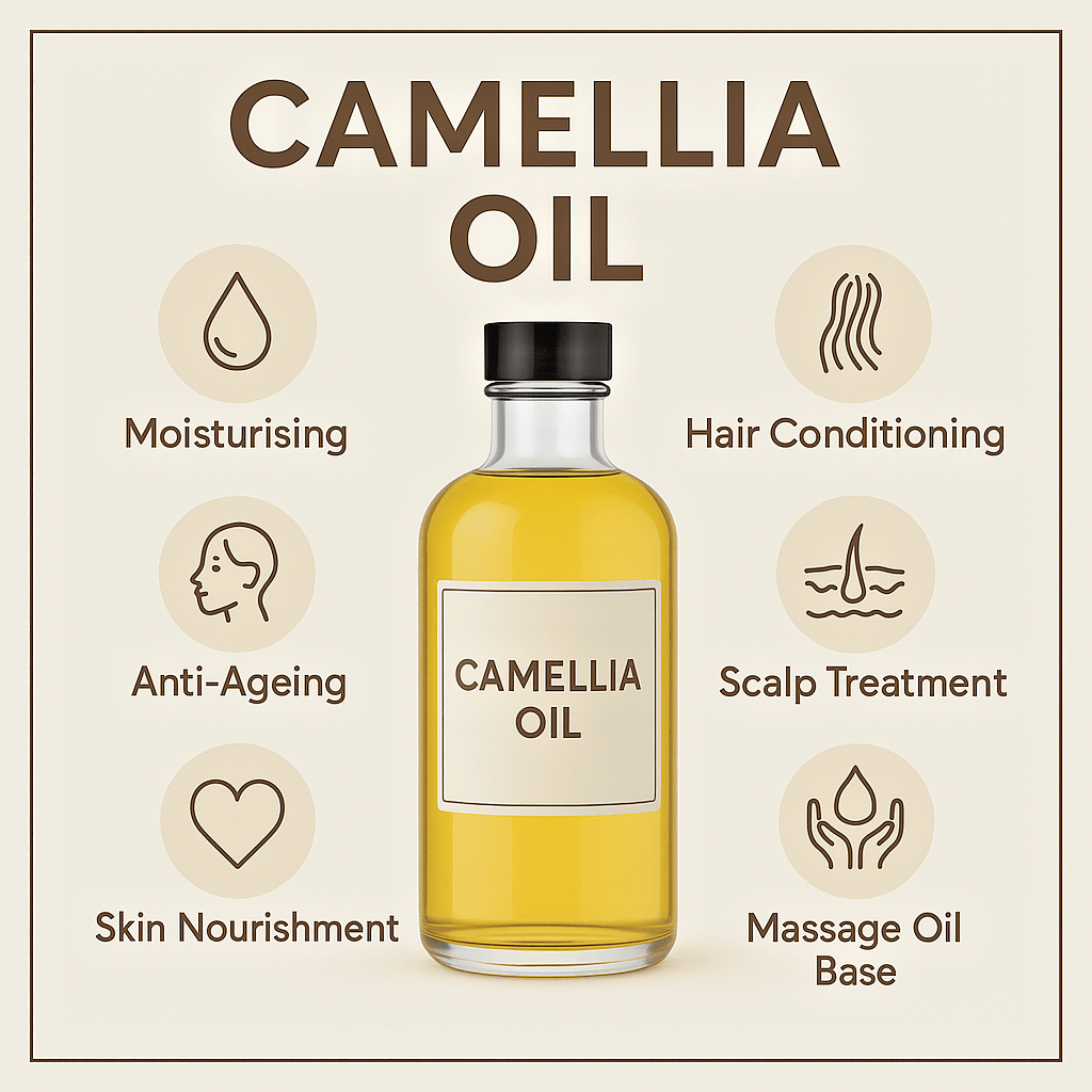 Camellia Oil – Moisturising Face, Hair & Skin – Anti - Ageing & Massage Oil - Herbalshire Handmade Herbal Products