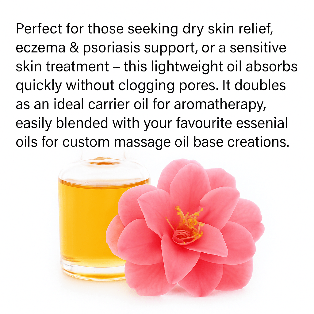 Camellia Oil – Moisturising Face, Hair & Skin – Anti - Ageing & Massage Oil - Herbalshire Handmade Herbal Products