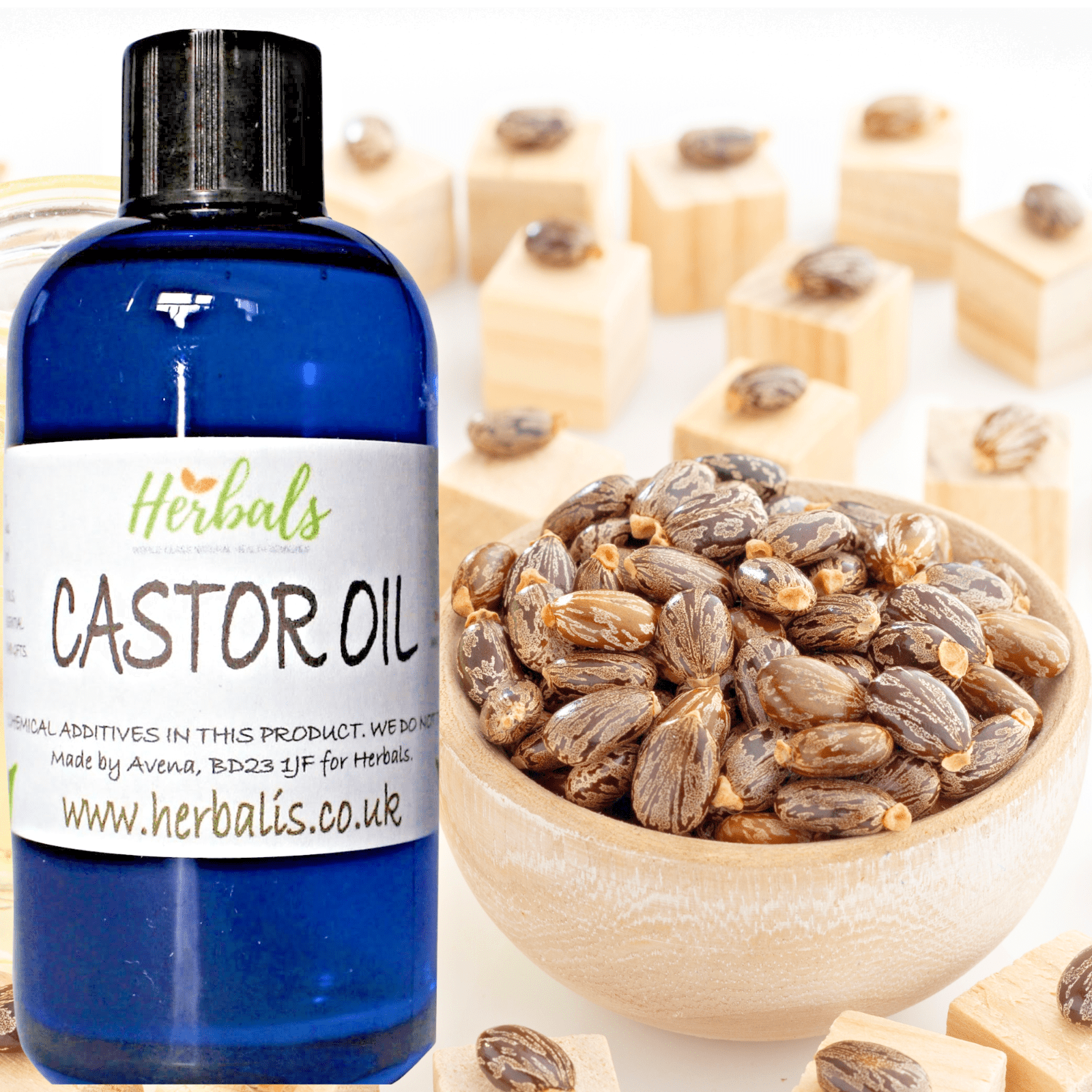Castor Oil Cold Pressed – Skin & Hair Growth Care Natural Carrier Oil UK Made - Herbalshire Handmade Herbal Products