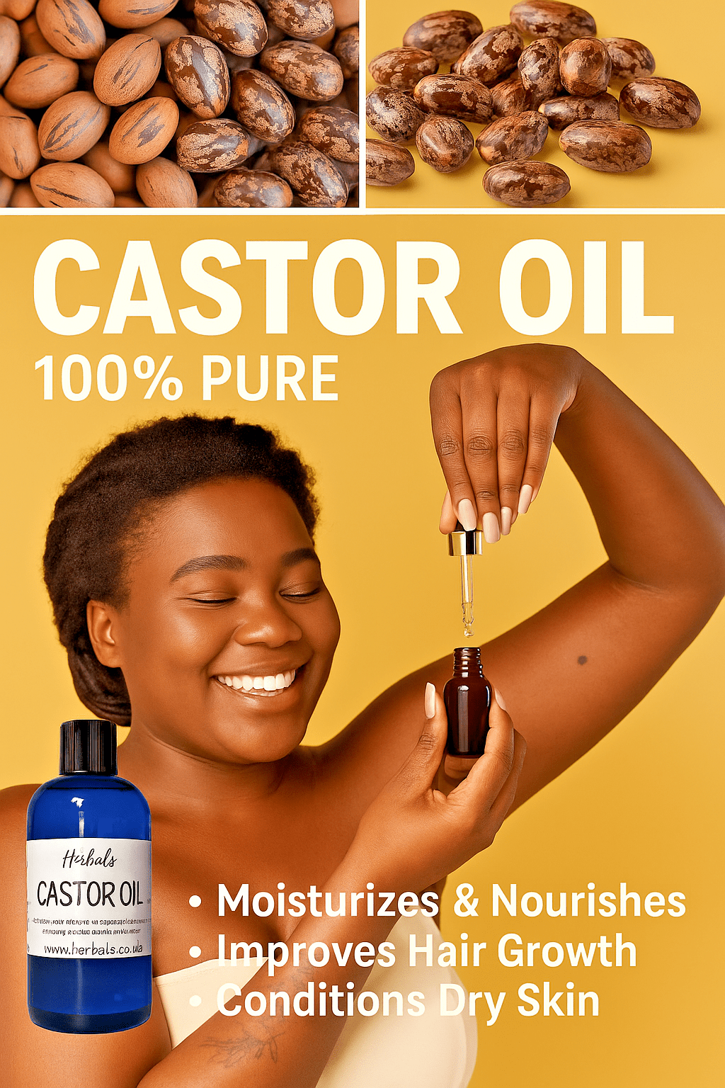 Castor Oil Cold Pressed – Skin & Hair Growth Care Natural Carrier Oil UK Made - Herbalshire Handmade Herbal Products