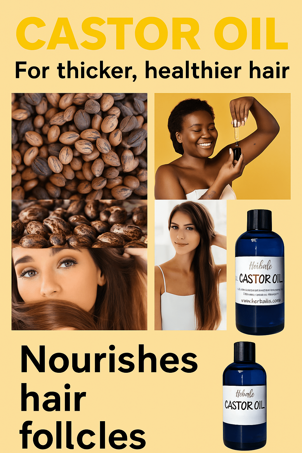 Castor Oil Cold Pressed – Skin & Hair Growth Care Natural Carrier Oil UK Made - Herbalshire Handmade Herbal Products