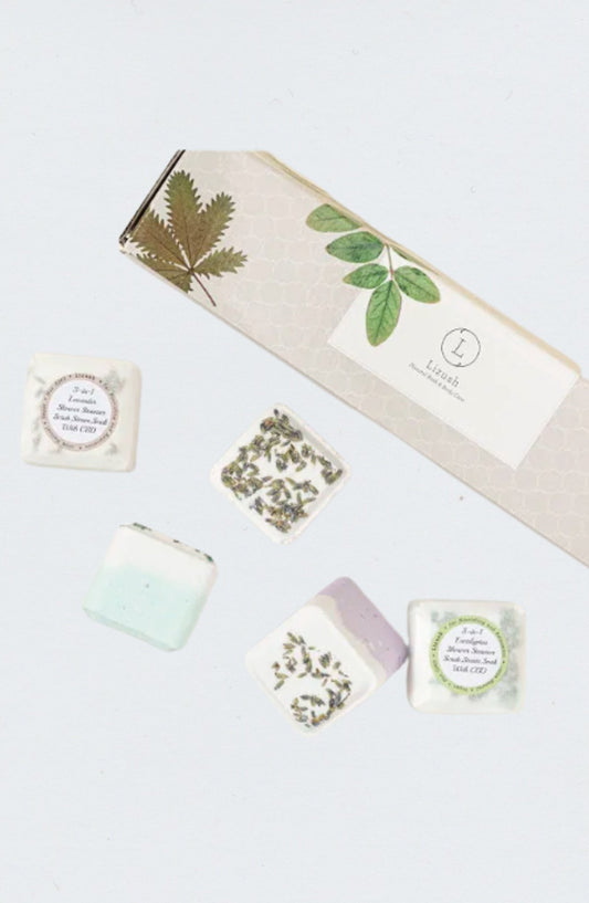 CBD Shower Steamers Gift Set with CBD - 5 Big Fizzies (THC Free) - Herbalshire Handmade Herbal Products