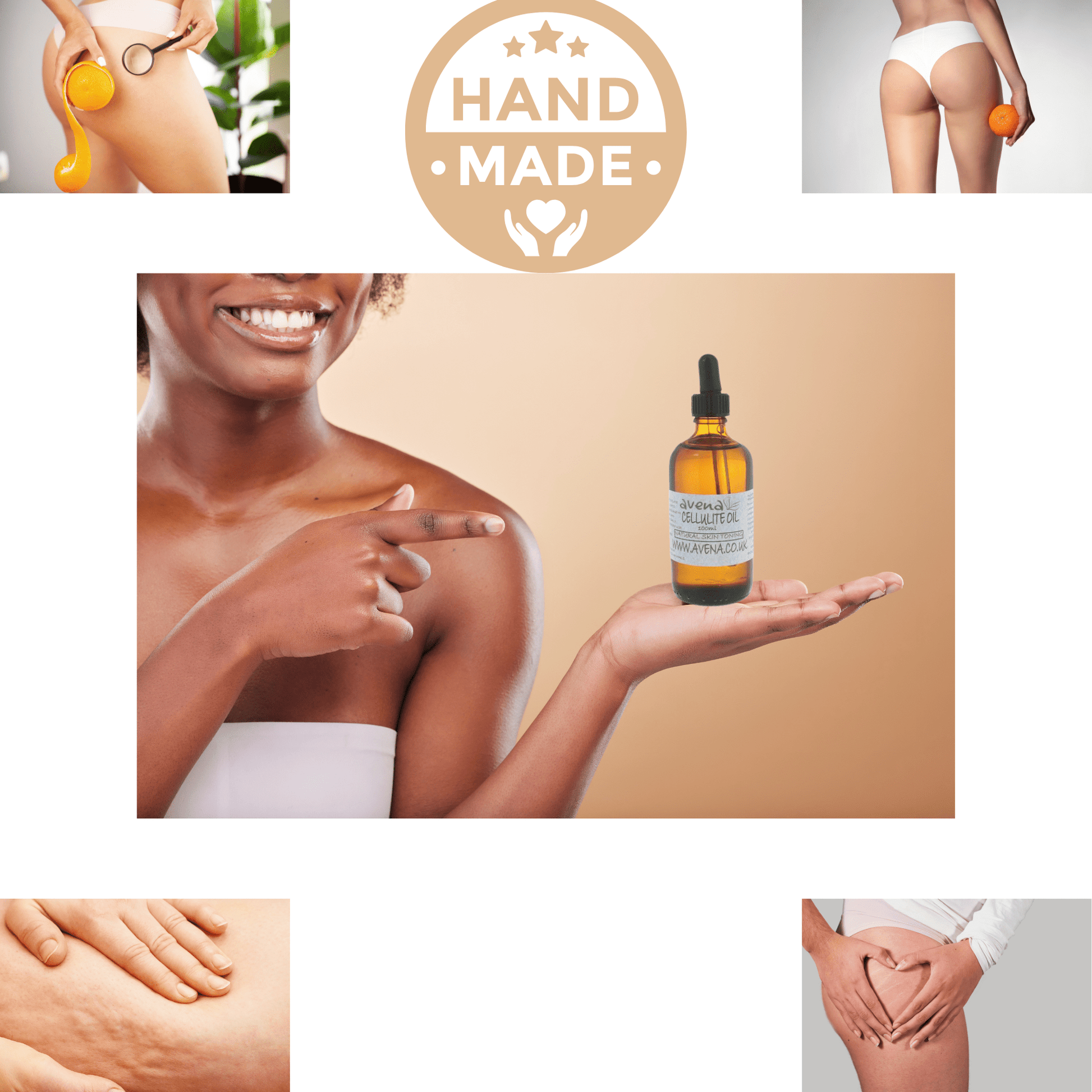 Cellulite Oil Natural Blend Firming Massage 100ml Best Oil Thighs & Legs Bum - Herbalshire Handmade Herbal Products