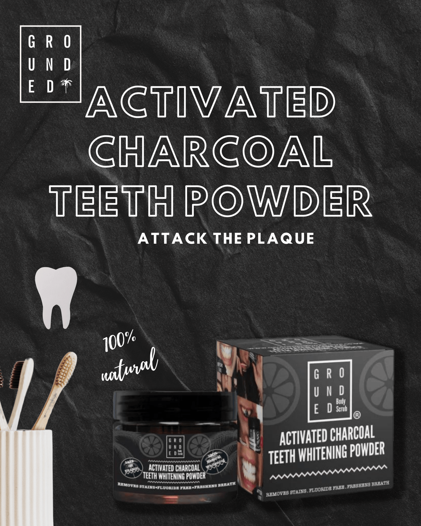 Charcoal Teeth Whitening Powder - Herbalshire Handmade Herbal Products
