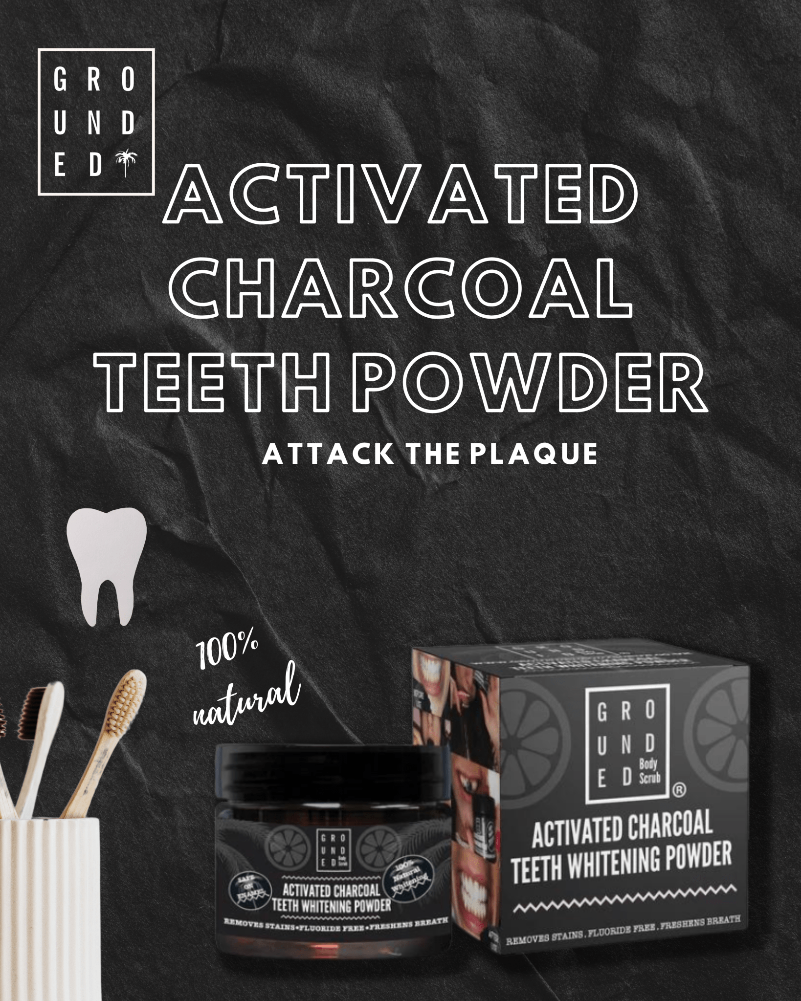 Charcoal Teeth Whitening Powder - Herbalshire Handmade Herbal Products