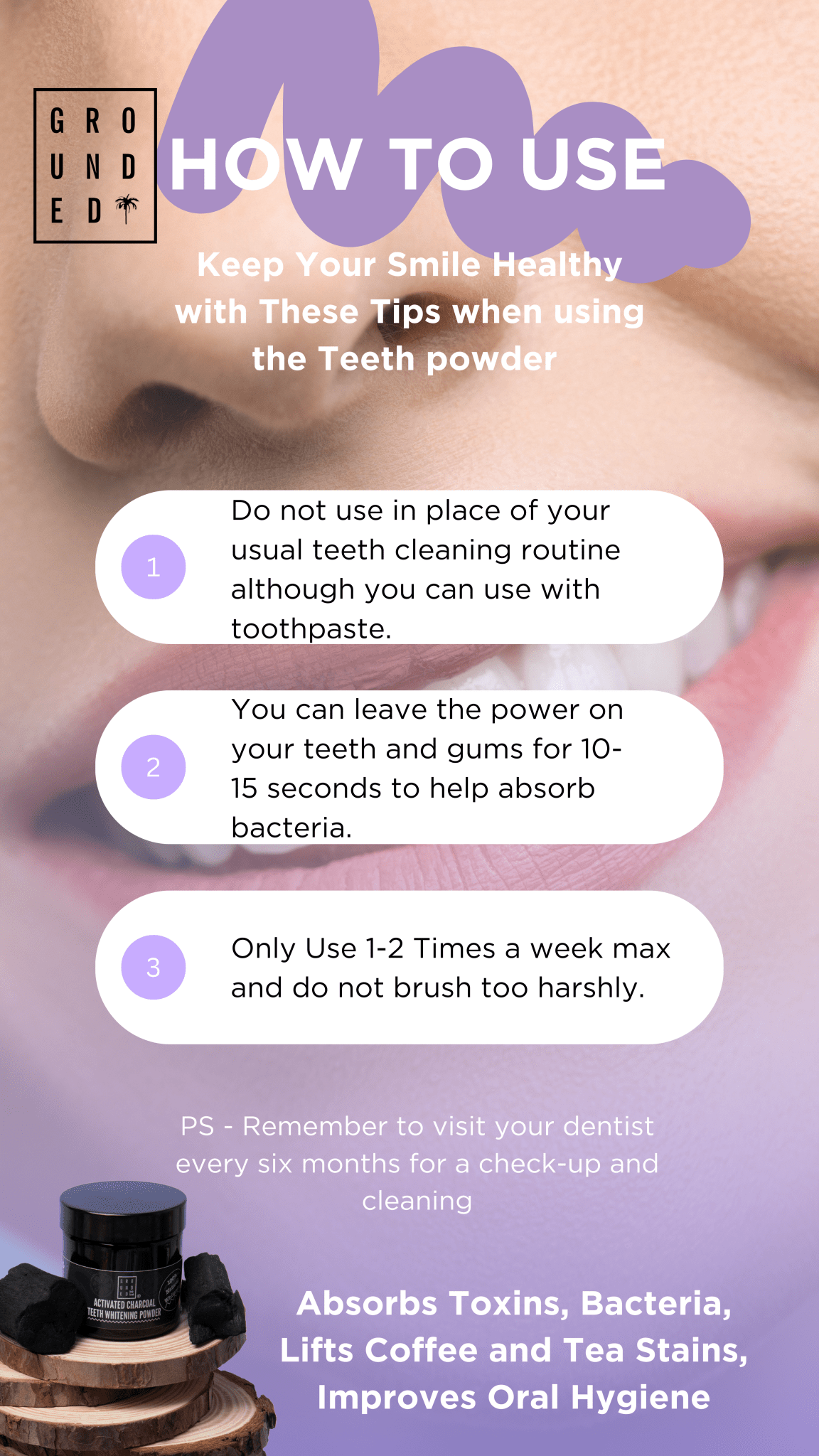 Charcoal Teeth Whitening Powder - Herbalshire Handmade Herbal Products