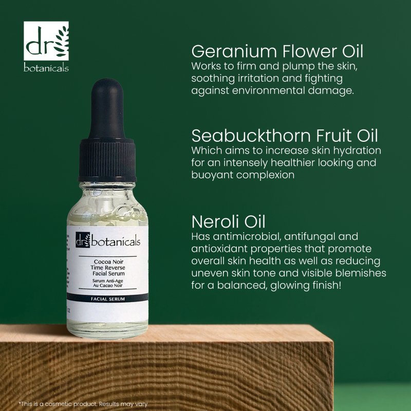 Cocoa Noir Time Reverse Facial Serum 15ml - Herbalshire Handmade Herbal Products