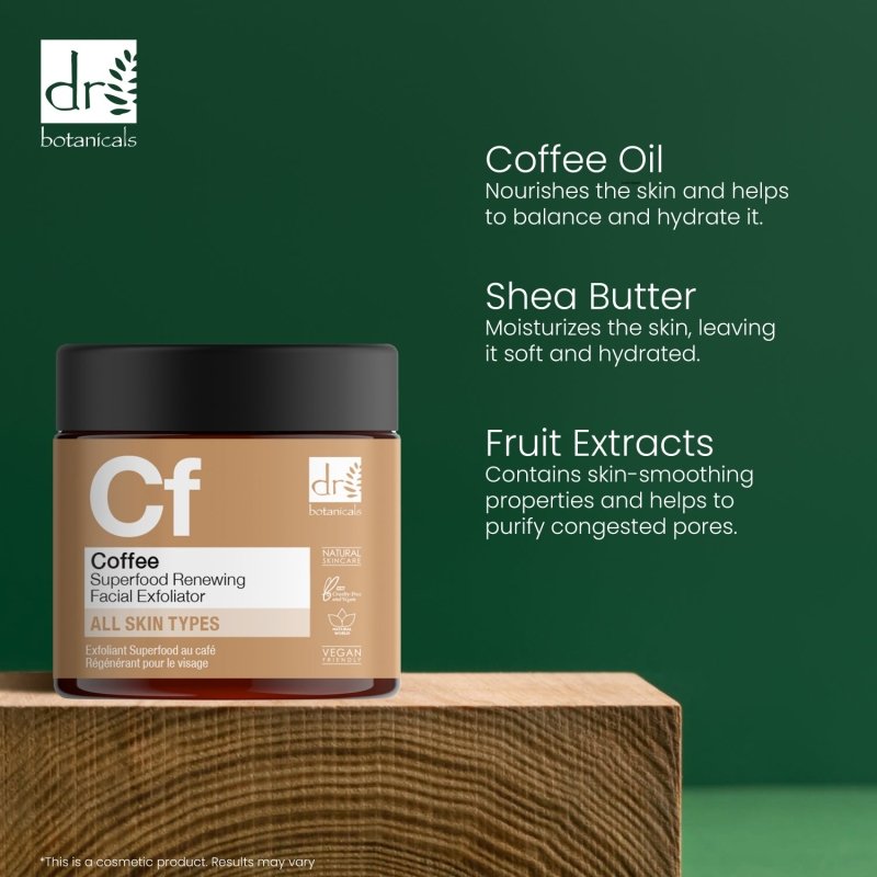 Coffee Superfood Renewing Facial Exfoliator 60ml - Herbalshire Handmade Herbal Products
