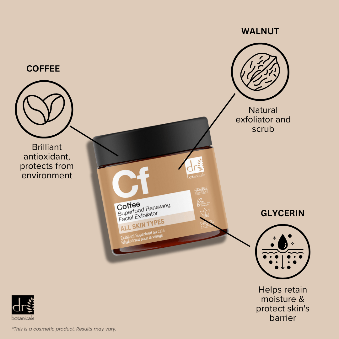 Coffee Superfood Renewing Facial Exfoliator 60ml - Herbalshire Handmade Herbal Products