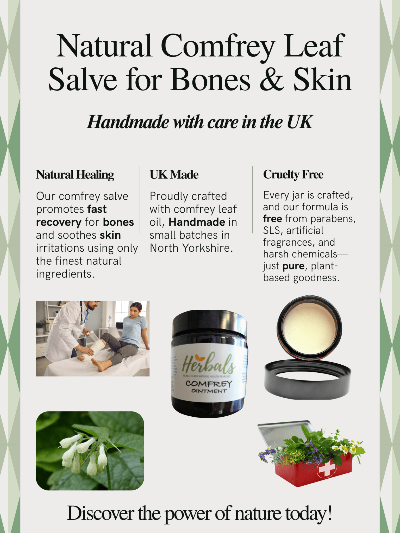 Comfrey Ointment for Joint Pain Relief – Handmade Herbal Balm for Sprains, Aches & Arthritis – 60ml - 200ml | Natural, UK - Made - Herbalshire Handmade Herbal Products