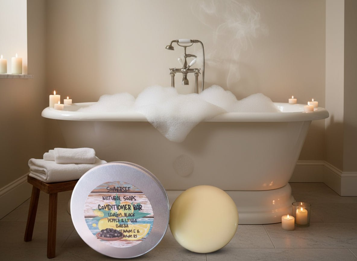 Conditioner Bar Lemon, Litsea Cubeba & Black Pepper - Herbalshire Handmade Herbal Products