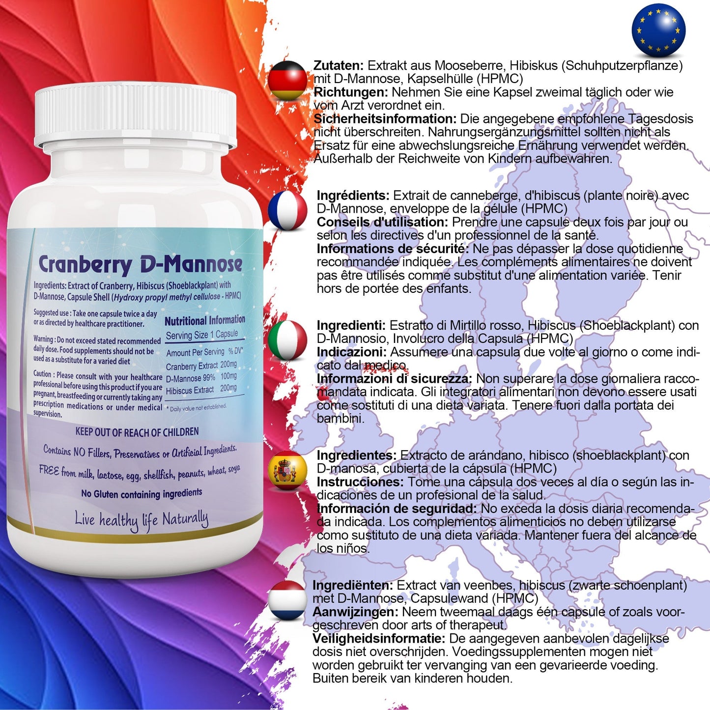Cranberry D - Mannose with Hibiscus Extract Capsules UTI Bladder Support Cystitis - Herbalshire Handmade Herbal Products