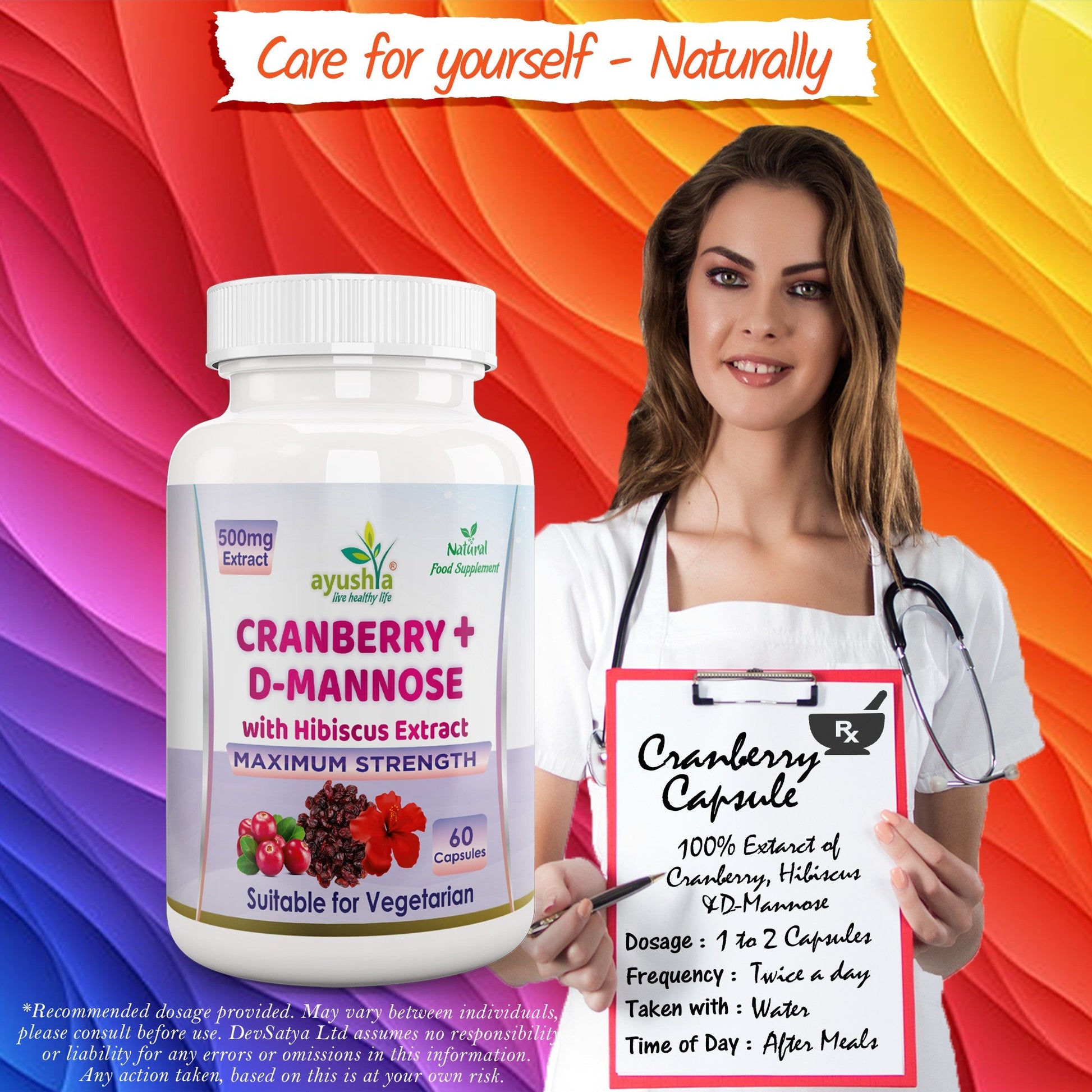 Cranberry D - Mannose with Hibiscus Extract Capsules UTI Bladder Support Cystitis - Herbalshire Handmade Herbal Products