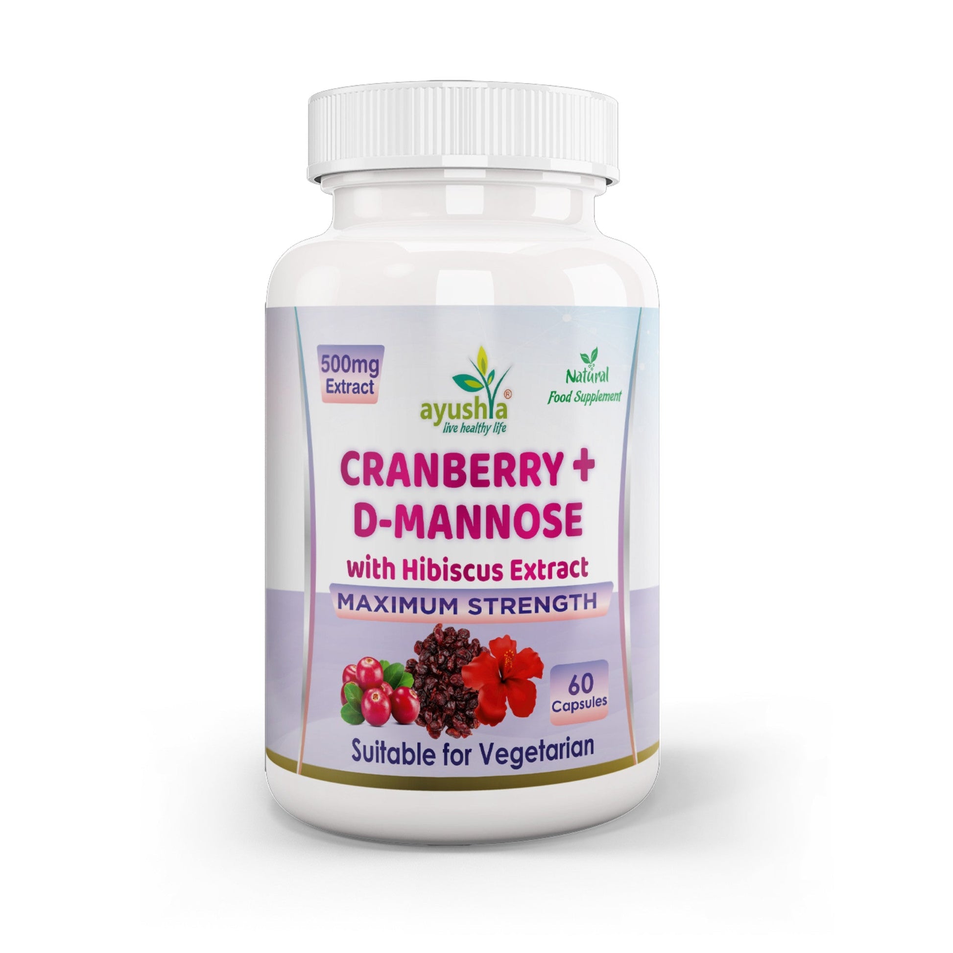 Cranberry D - Mannose with Hibiscus Extract Capsules UTI Bladder Support Cystitis - Herbalshire Handmade Herbal Products
