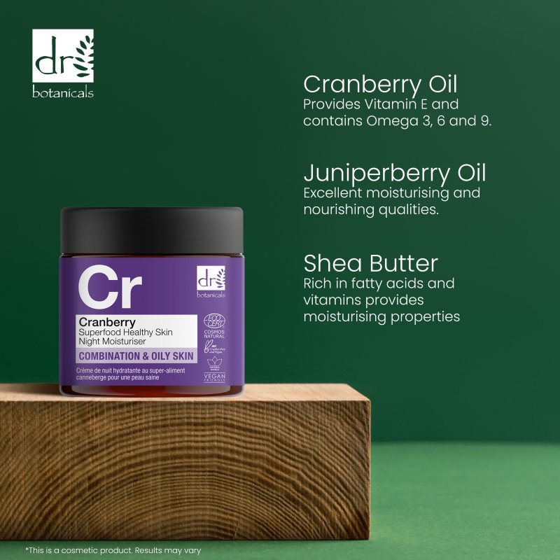 Cranberry Superfood Healthy Skin Night Moisturiser 60ml - Herbalshire Handmade Herbal Products