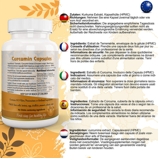 Curcumin (Turmeric) Capsule with Piperine - Herbalshire Handmade Herbal Products