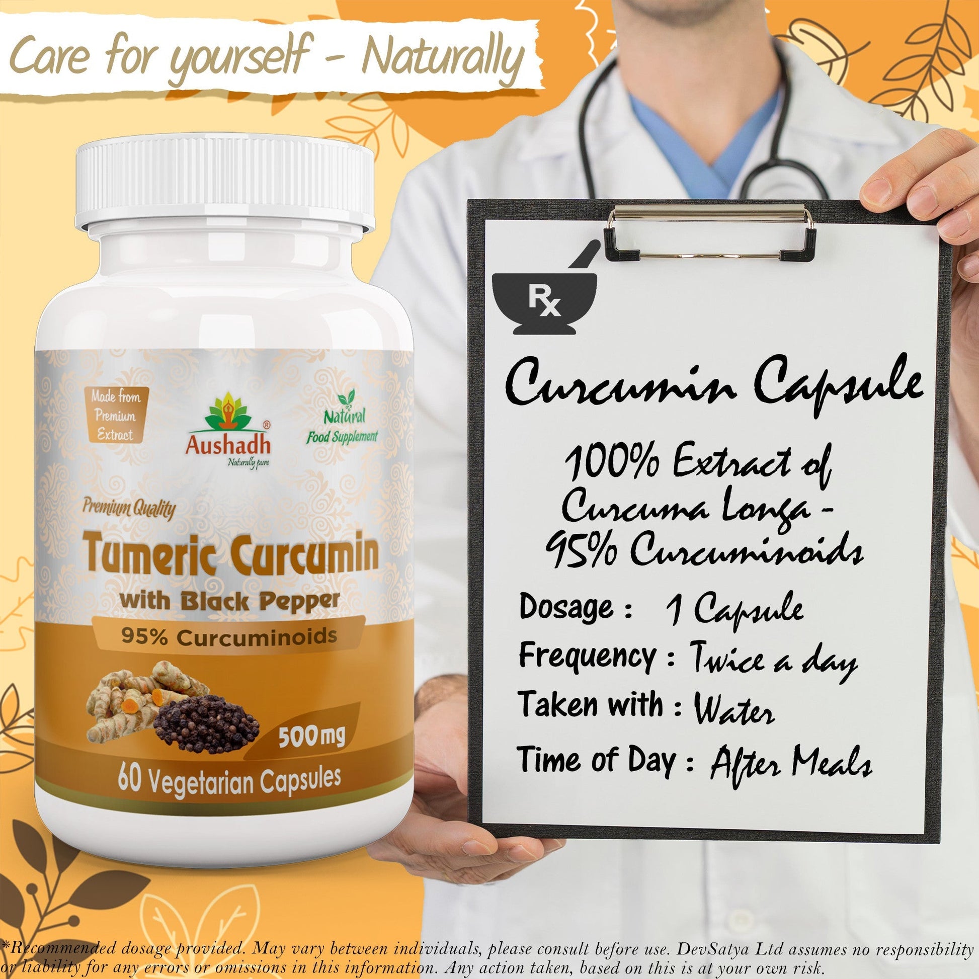 Curcumin (Turmeric) Capsule with Piperine - Herbalshire Handmade Herbal Products