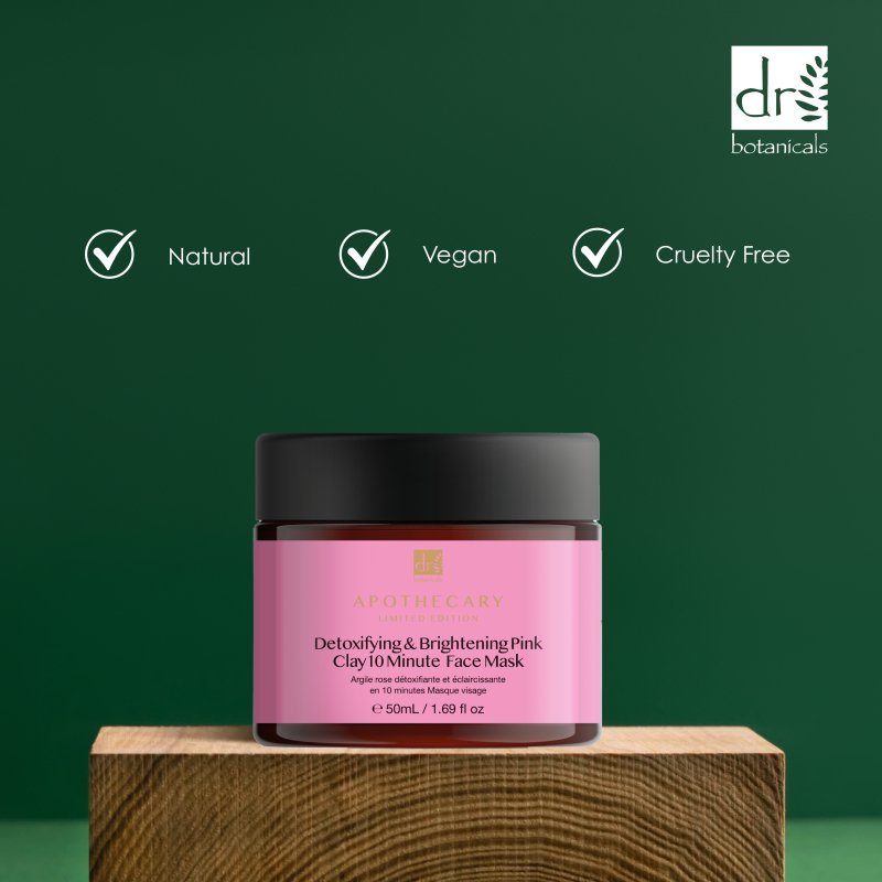 Detoxifying & Brightening Pink Clay 10 Minute Face Mask 50ml - Herbalshire Handmade Herbal Products