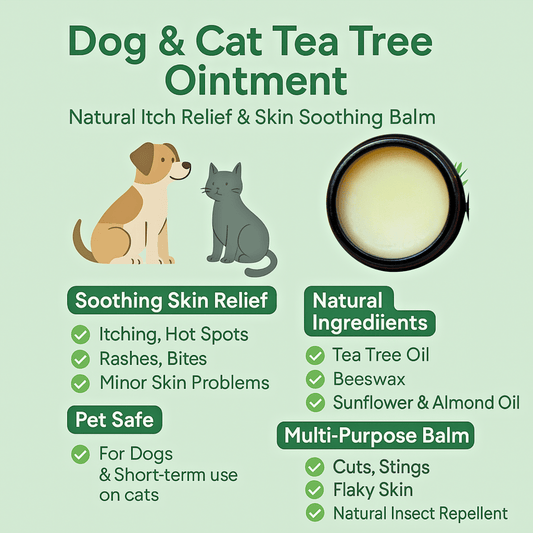 Dog & Cat Tea Tree Cream for Cracks Sores Antiseptic Relief Handmade Yorkshire - Herbalshire Handmade Herbal Products