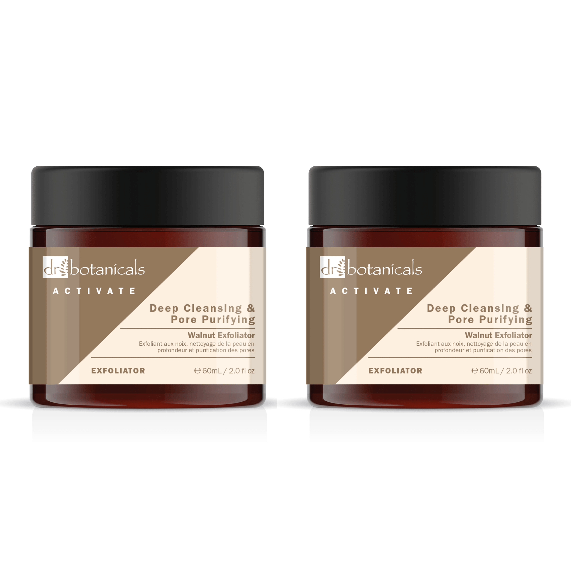 Dr Botanicals Activate Deep Cleansing & Pore Purifying Walnut Exfoliator 60ml Twin Value Savings Pack - Herbalshire Handmade Herbal Products