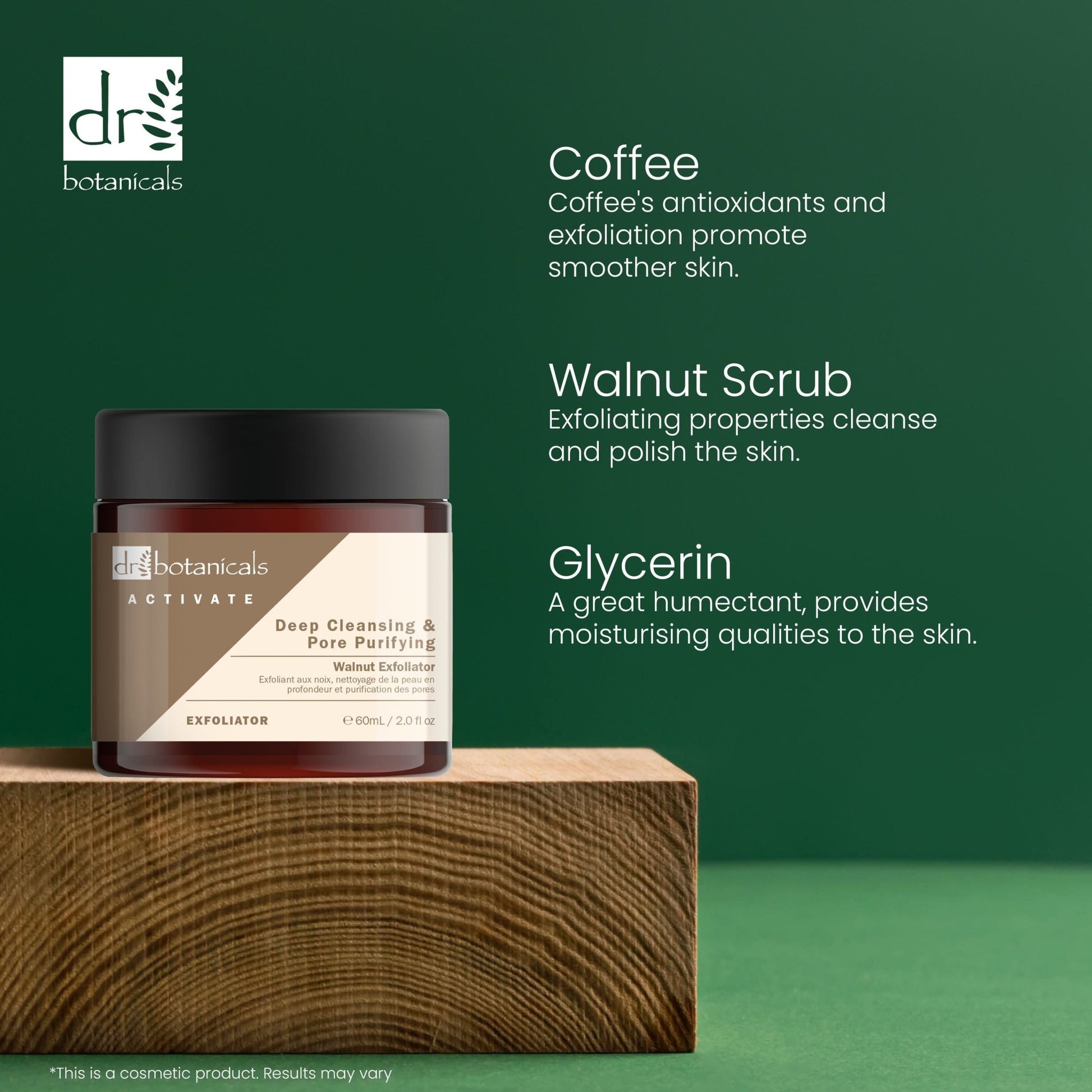 Dr Botanicals Activate Deep Cleansing & Pore Purifying Walnut Exfoliator 60ml Twin Value Savings Pack - Herbalshire Handmade Herbal Products