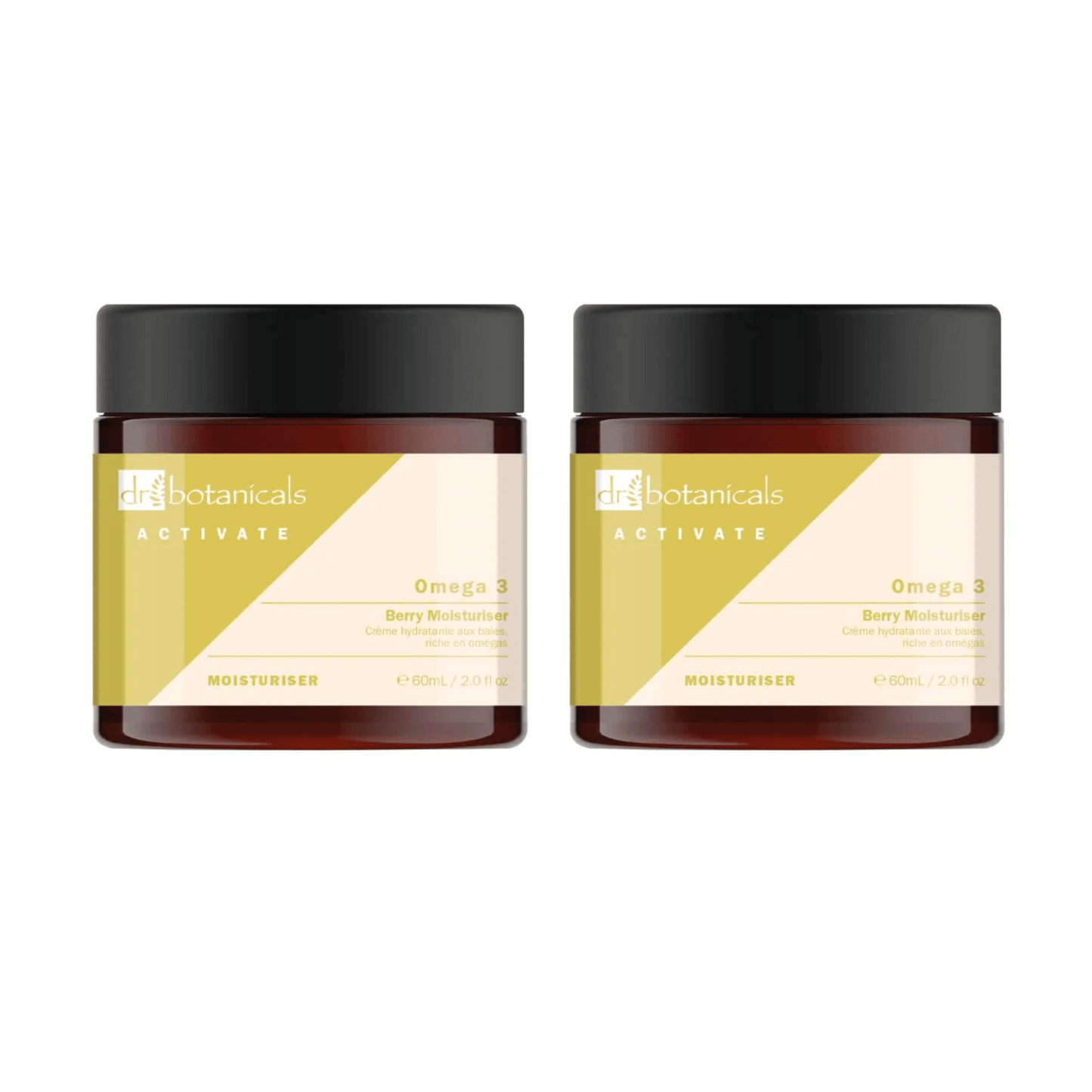 Dr Botanicals Activate Omega 3 Berry Moisturiser 60ml Twin Value Savings Pack - Herbalshire Handmade Herbal Products