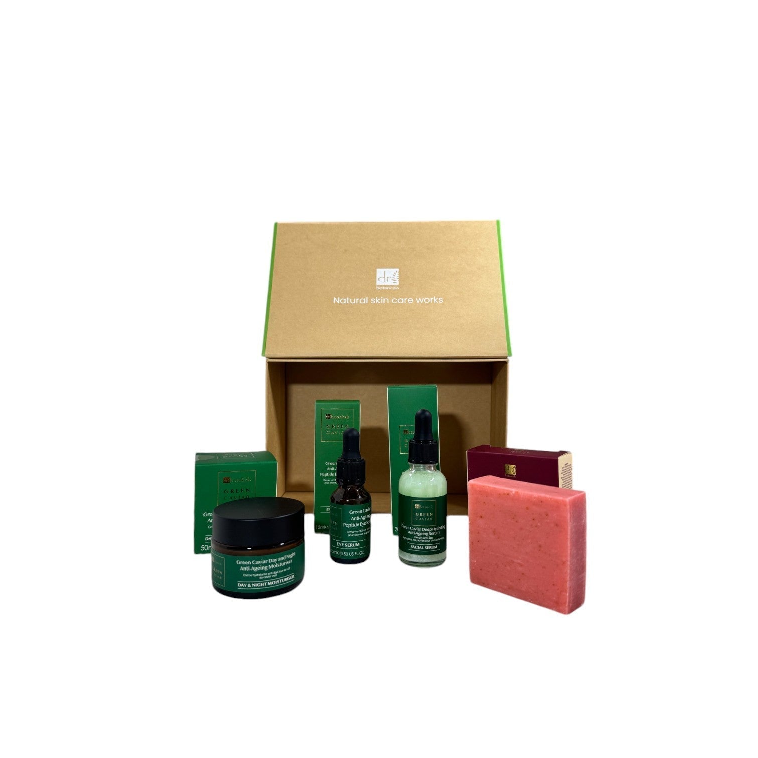 Dr Botanicals Anti - Ageing Green Caviar Morning Skincare Christmas Gift Set - Herbalshire Handmade Herbal Products