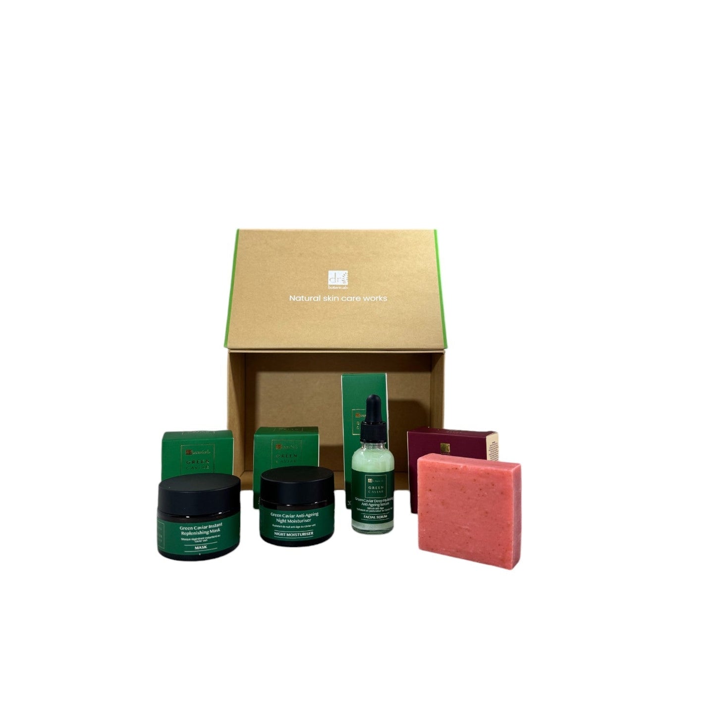 Dr Botanicals Anti - Ageing Green Caviar Night Skincare Christmas Gift Set - Herbalshire Handmade Herbal Products
