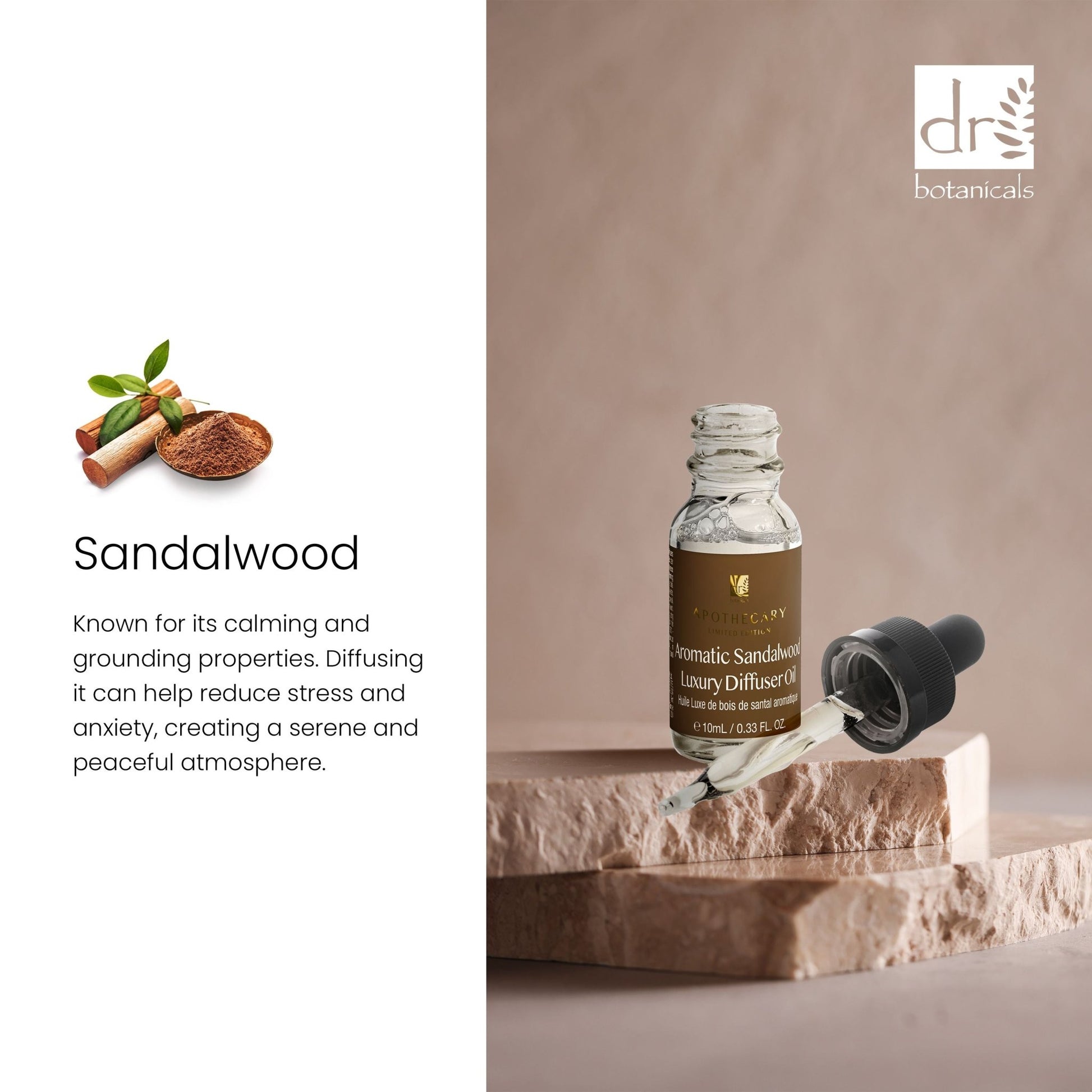 Dr Botanicals Aromatic Sandalwood Luxury Diffuser Oil 10ml Twin Value Savings Pack - Herbalshire Handmade Herbal Products
