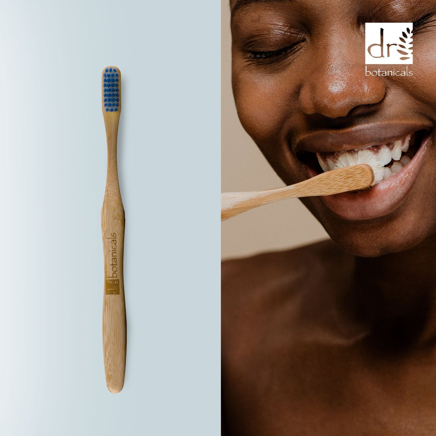 Dr Botanicals Bamboo Toothbrush Blue Twin Value Savings Pack - Herbalshire Handmade Herbal Products