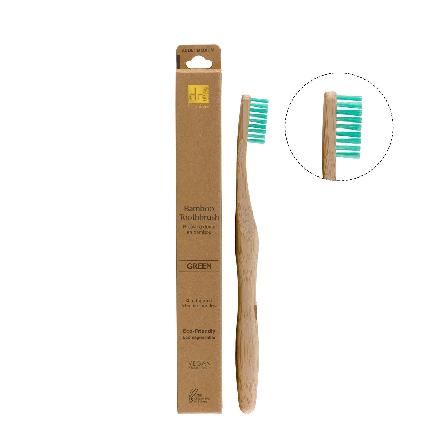 Dr Botanicals Bamboo Toothbrush Green Twin Value Savings Pack - Herbalshire Handmade Herbal Products