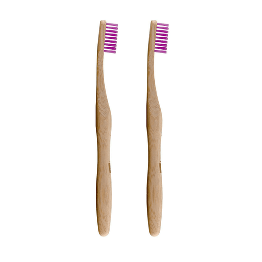 Dr Botanicals Bamboo Toothbrush Purple Twin Value Savings Pack - Herbalshire Handmade Herbal Products