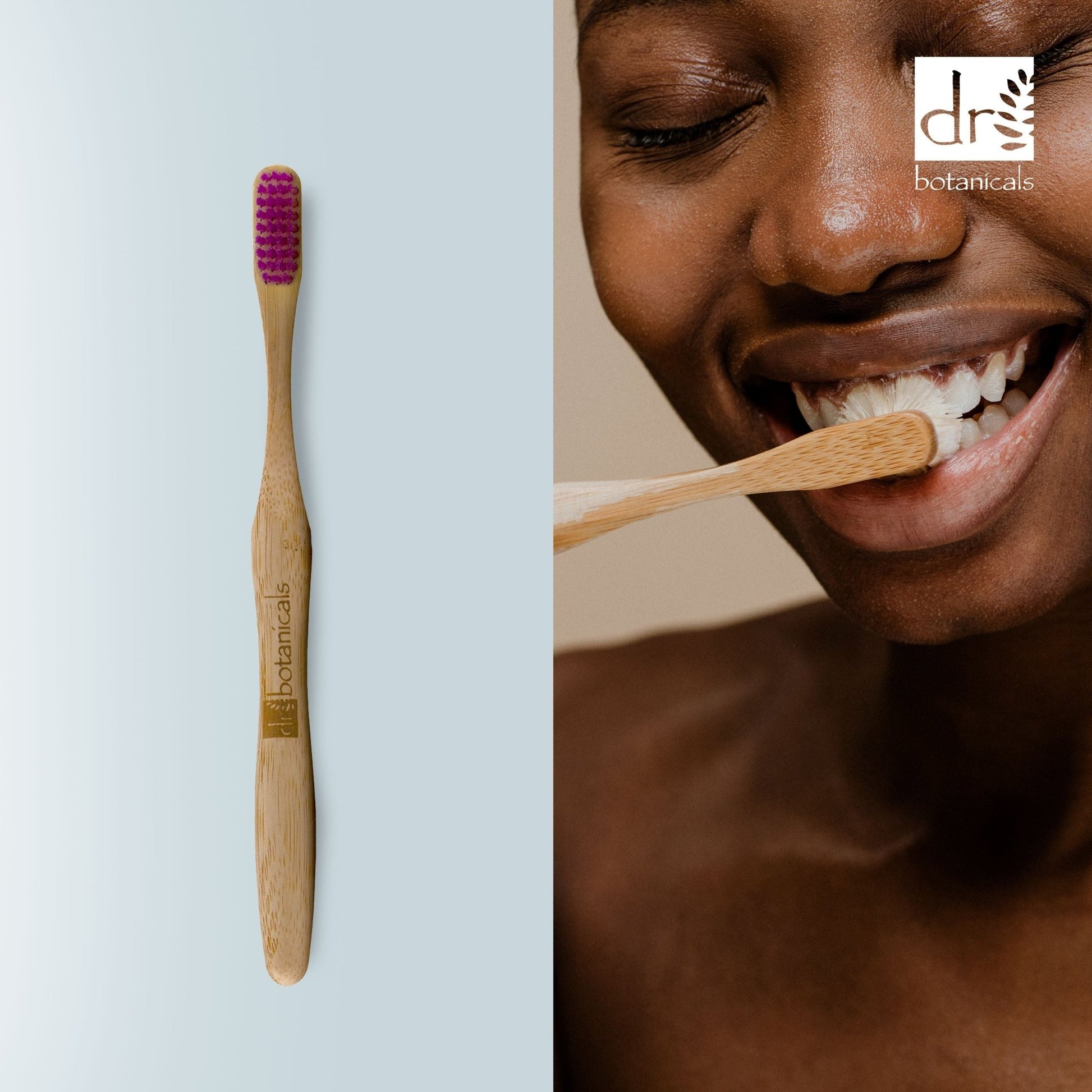Dr Botanicals Bamboo Toothbrush Purple Twin Value Savings Pack - Herbalshire Handmade Herbal Products