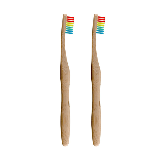 Dr Botanicals Bamboo Toothbrush Rainbow Twin Value Savings Pack - Herbalshire Handmade Herbal Products