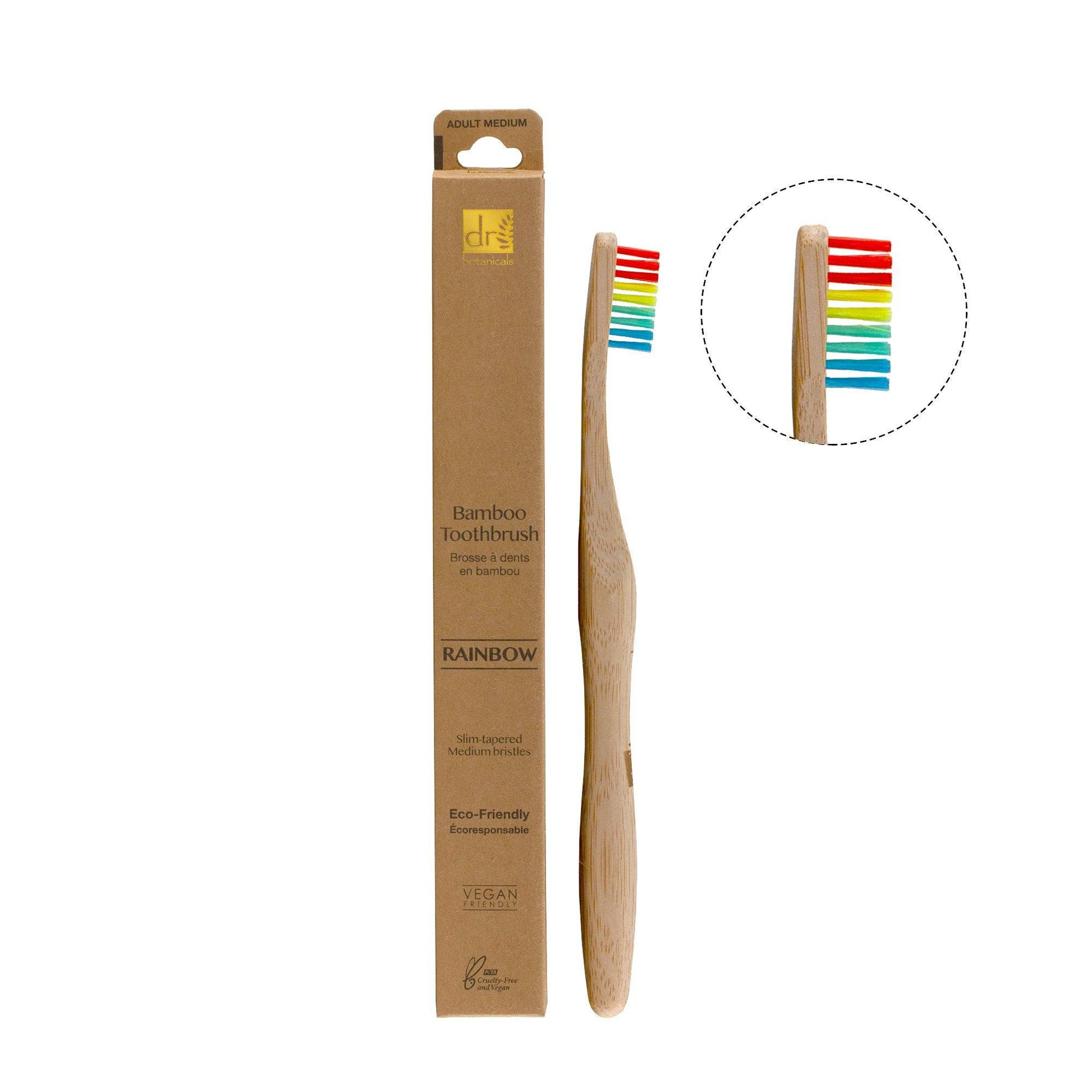 Dr Botanicals Bamboo Toothbrush Rainbow Twin Value Savings Pack - Herbalshire Handmade Herbal Products
