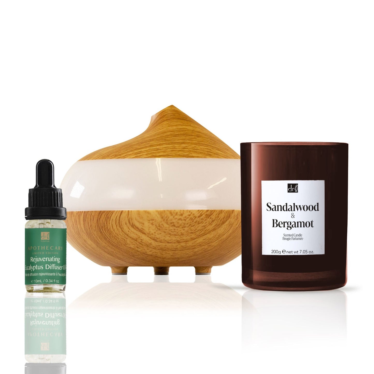 Dr Botanicals Christmas Relaxtion Eucalyptus Diffuser Kit with Sandalwood & Bergamot Candle - Herbalshire Handmade Herbal Products