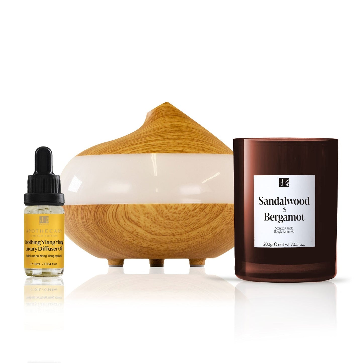 Dr Botanicals Christmas Relaxtion Ylang Ylang Diffuser Kit with Sandalwood & Bergamot Candle - Herbalshire Handmade Herbal Products