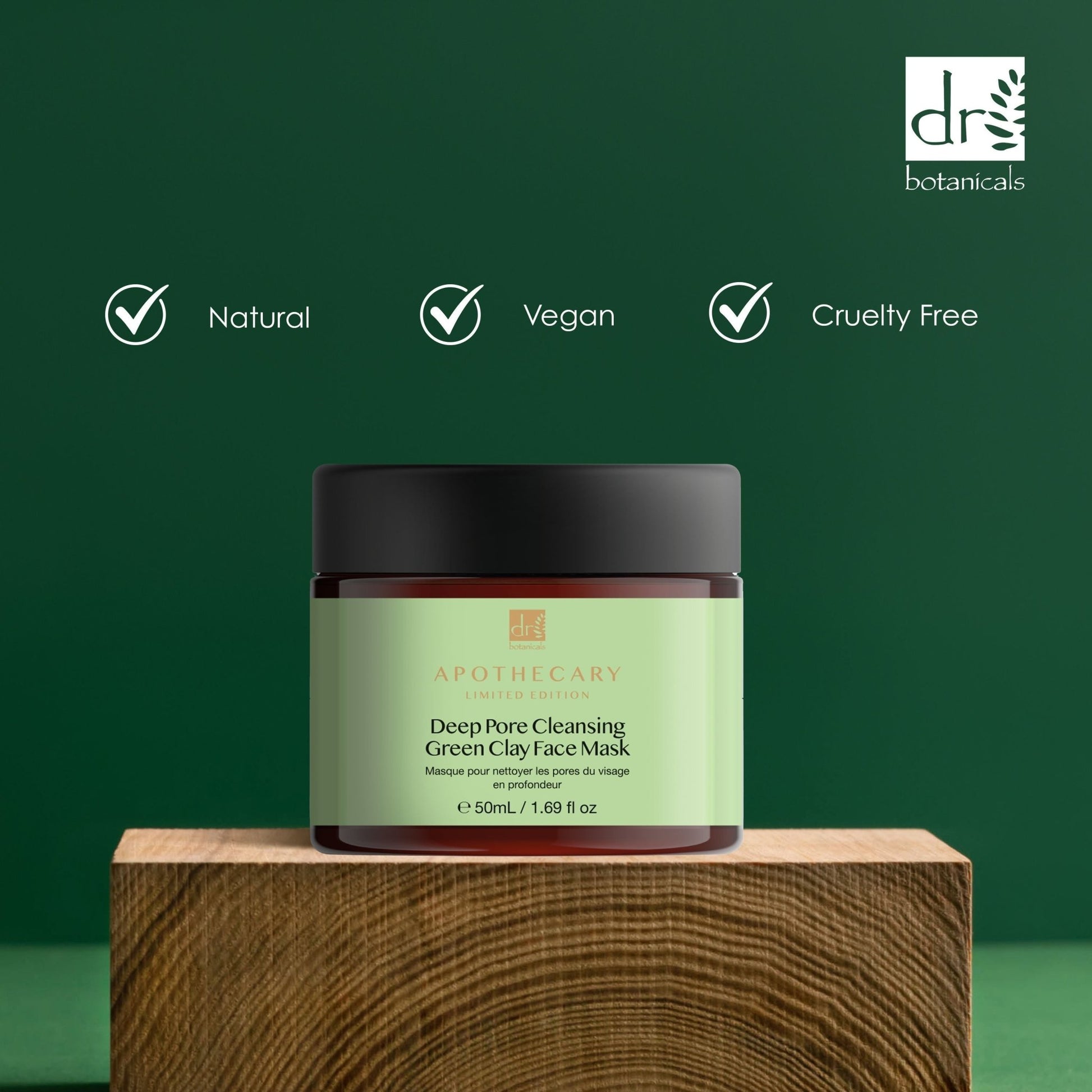 Dr Botanicals Deep Pore Cleansing Green Clay Face Mask 50ml Twin Value Savings Pack - Herbalshire Handmade Herbal Products