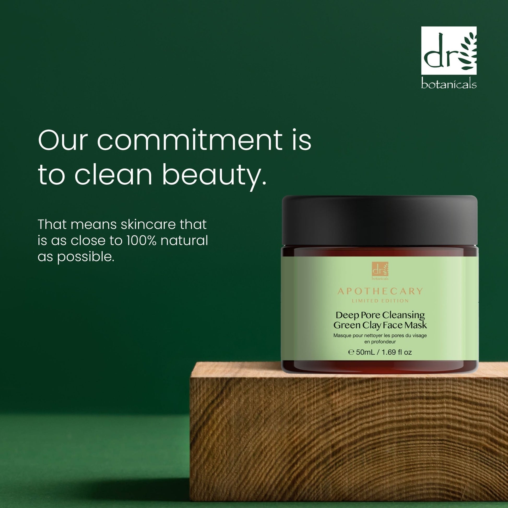 Dr Botanicals Deep Pore Cleansing Green Clay Face Mask 50ml Twin Value Savings Pack - Herbalshire Handmade Herbal Products