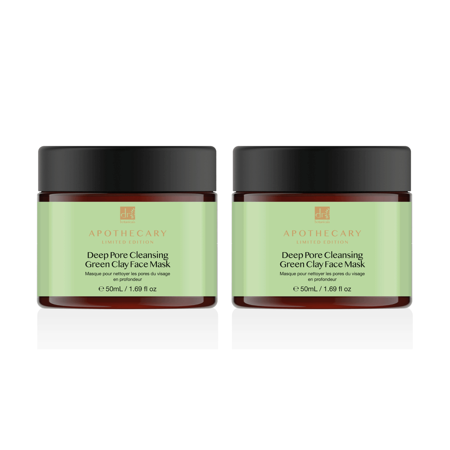Dr Botanicals Deep Pore Cleansing Green Clay Face Mask 50ml Twin Value Savings Pack - Herbalshire Handmade Herbal Products